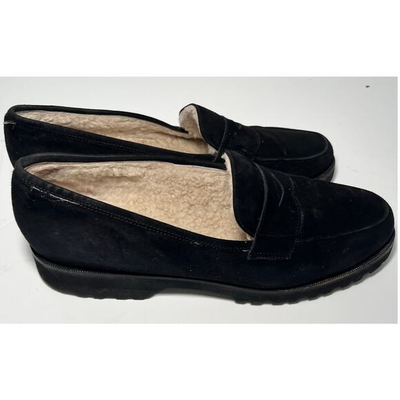 Unutzer Shearling Lined Black Suede Loafers Size 39 US Size 8.5 - Picture 5 of 5